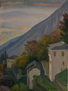 Volos from Makrinitsa — Oil painting, Canvas, 46.00×61.00cm — Theodoros Markellos